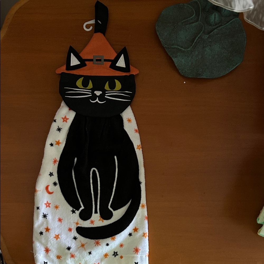 Halloween Black Cat Hanging Kitchen Towel